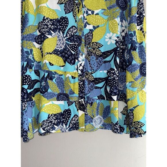 Habitat Floral Blouse Top Flare Flutter Sleeve Tiered Artsy Drapes Classic Large - Picture 8 of 16